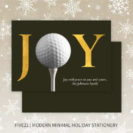 Moderne Golf Joy & Peace Donkergroene Kerst Feestdagenkaart
