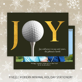 Moderne Golf Joy & Peace Donkergroene Kerstfoto Feestdagenkaart