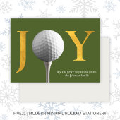 Moderne Golf Joy & Peace Groene Kerst Feestdagenkaart