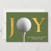 Moderne Golf Joy & Peace Groene Kerst Feestdagenkaart (Voorkant)