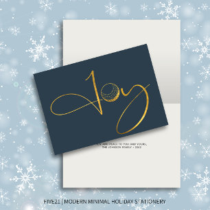 Moderne Golf Joy & Peace Navy Blauw Gevouwen Kerst Feestdagen Kaart