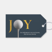 Moderne Golf Joy & Peace Navy Blue Christmas Cadeaulabel (Voorkant (Horizontaal))
