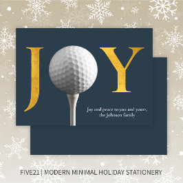 Moderne Golf Joy & Peace Navy Blue Christmas Feestdagenkaart