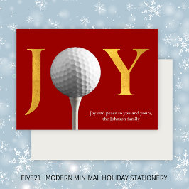 Moderne Golf Joy & Peace Rode Kerst Feestdagenkaart
