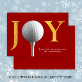 Moderne Golf Joy & Peace Rode Kerst Feestdagenkaart