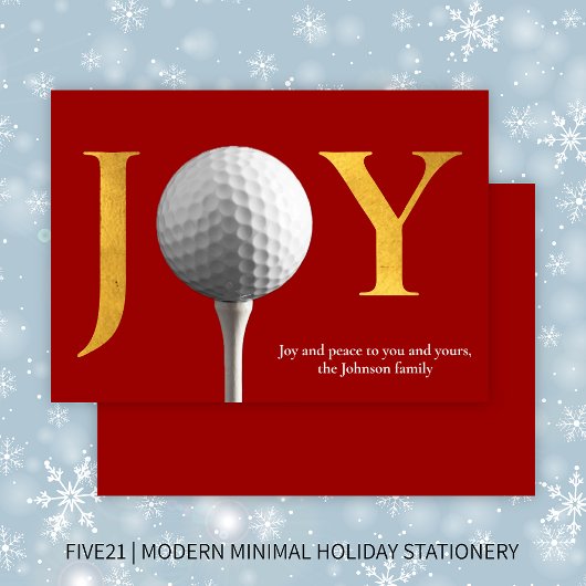 Moderne Golf Joy & Peace Rode Kerst Feestdagenkaart