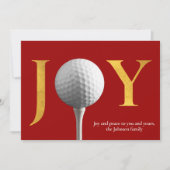 Moderne Golf Joy & Peace Rode Kerst Feestdagenkaart (Voorkant)