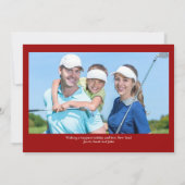 Moderne Golf Joy & Peace Rode Kerstfoto Feestdagenkaart (Achterkant)