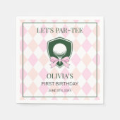 Moderne Golf Roze Meisjes Sporten 1e Verjaardag Pa Servet (Voorkant)