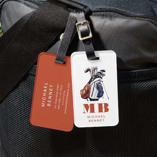 Moderne Golf Sport Monogram Bagagelabel