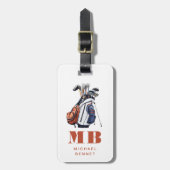 Moderne Golf Sport Monogram Bagagelabel (Voorkant verticaal)