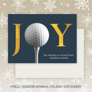 Moderne Golf Vreugde & Vrede Navy Blauwe Kerstmis Feestdagenkaart