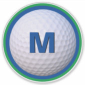 Moderne golfbal personaliseren met monogramletter sticker (Voorkant)