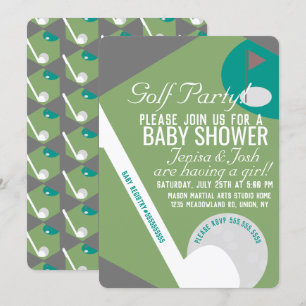 Moderne Golfbal Thema Jongens Baby Shower Groen Ma Kaart