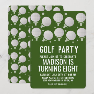 Moderne golfballen verjaardagsfeest groen kaart