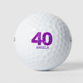 Moderne golfballen voor 40ste verjaardag 40 paarse (Voorkant)