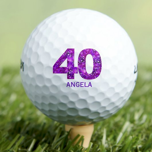 Moderne golfballen voor 40ste verjaardag 40 paarse