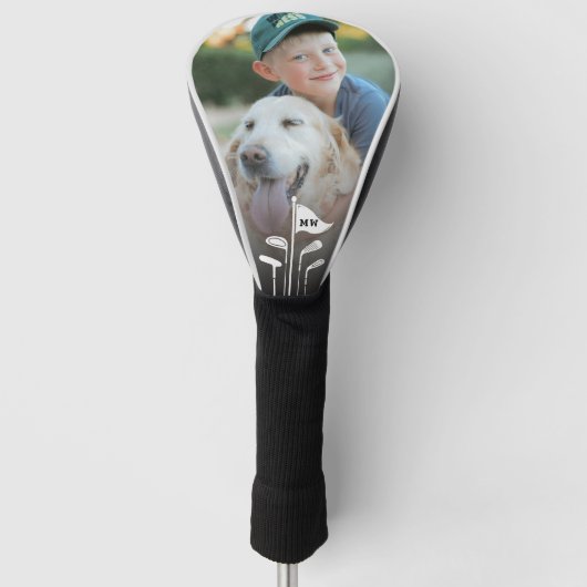 Moderne golfclubs Creëer uw eigen Initialen Foto Golfheadcover (Voorkant)