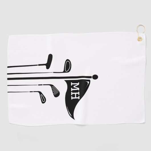 Moderne golfclubs Creëer uw eigen Initialen Golfhanddoek (Horizontaal)