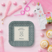 Moderne golfclubs verjaardagsfeest elke leeftijd g papieren bordje (Feest)