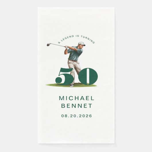 Moderne Golfer 50ste Verjaardag Servet (Voorkant)