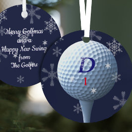 Moderne Golfer Merry Golfmas Gelukkige Nieuwe Swin Metalen Ornament