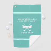Moderne Golfer Monogram Beginletters Golfclubs Tea Golfhanddoek (Insitu)