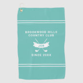 Moderne Golfer Monogram Beginletters Golfclubs Tea Golfhanddoek (Voorkant)