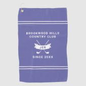 Moderne Golfer Monogram Golfclubs Periwinkle Golfhanddoek (Voorkant)