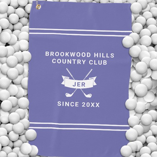 Moderne Golfer Monogram Golfclubs Periwinkle Golfhanddoek