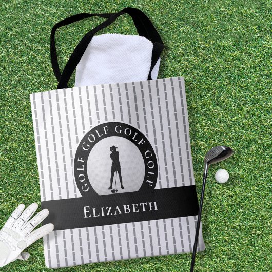 Moderne Golfer Monogram Grauwe Zwarte Sporten Tote Bag