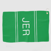 Moderne Golfer Monogram Initiaal Klassiek Groen Pr Golfhanddoek (Horizontaal)
