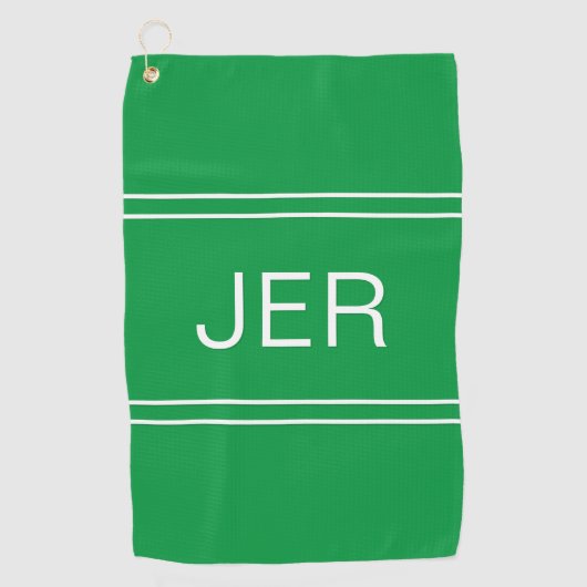 Moderne Golfer Monogram Initiaal Klassiek Groen Pr Golfhanddoek (Voorkant)