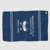 Moderne Golfer Monogram Initialen Golfclubs Blauw Golfhanddoek (Horizontaal)