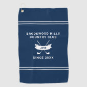 Moderne Golfer Monogram Initialen Golfclubs Blauw Golfhanddoek (Voorkant)