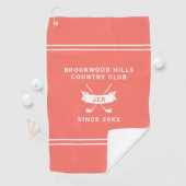 Moderne Golfer Monogram Initialen Golfclubs Koraal Golfhanddoek (Insitu)