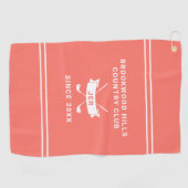 Moderne Golfer Monogram Initialen Golfclubs Koraal Golfhanddoek (Horizontaal)