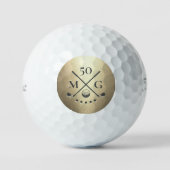 Moderne Golfer Monogram Initialen Goud Golfballen (Voorkant)