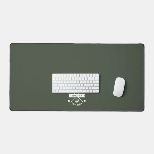 MODERNE GOLFER MONOGRAM NAAM DONKERGROEN BUREAUMAT (Keyboard & Muis)