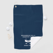 Moderne Golfer Monogrammed Initialen Fun Navy Blue Golfhanddoek (Insitu)