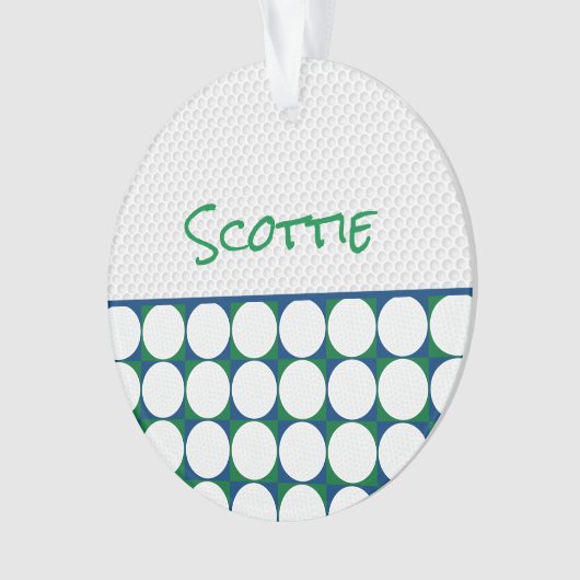 Moderne Golfer NAAM Golfballen Blauw Groen Plezier Ornament (voorkant)