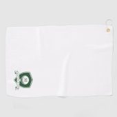 Moderne Golfer Naam Groen en Wit Monogram Golfhanddoek (Horizontaal)