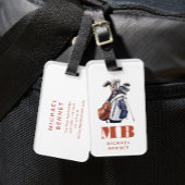 Moderne Golfer Sport Monogram Bagagelabel