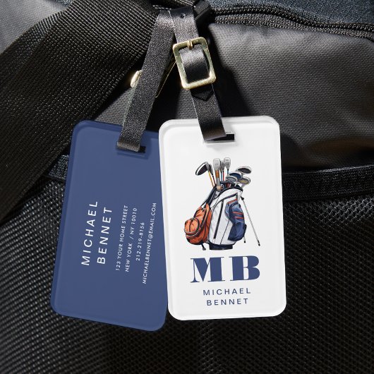 Moderne Golfer Sport Monogram Bagagelabel