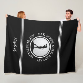 Moderne Golfer Sport Monogram Naam Golf Zwart Fleece Deken