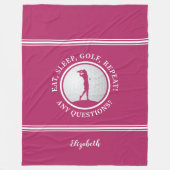 Moderne Golfer Sportieve Monogram Naam Golf Roze Fleece Deken (Voorkant)