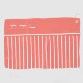 Moderne Golfer Template Monogram Sport Koraal Wit Golfhanddoek (Horizontaal)