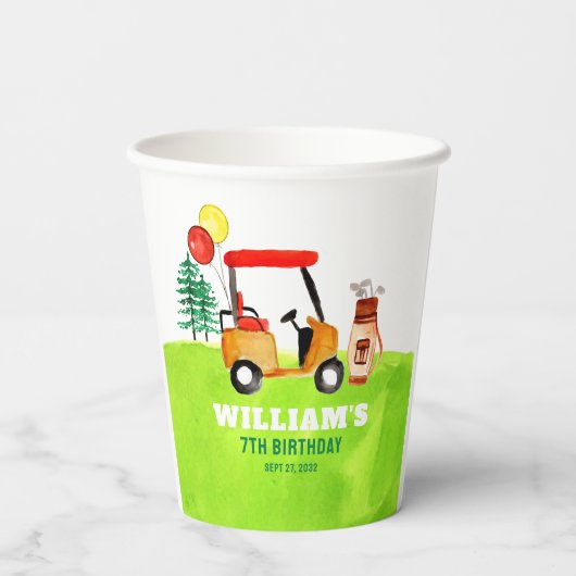 Moderne golfgolfers Par-t-shirt Kids Verjaardag Papieren Bekers (Achterkant)