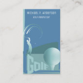 Moderne golfinstructeur golfen blauw visitekaartje (Voorkant)