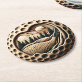 Moderne golfkunst met Natuur-elementen Ronde Kartonnen Onderzetter (Gebogen)